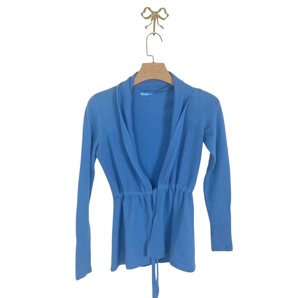 J.McLaughlin Blue 100% Cashmere Drawstring Shawl Collar Cardigan Sweater XS